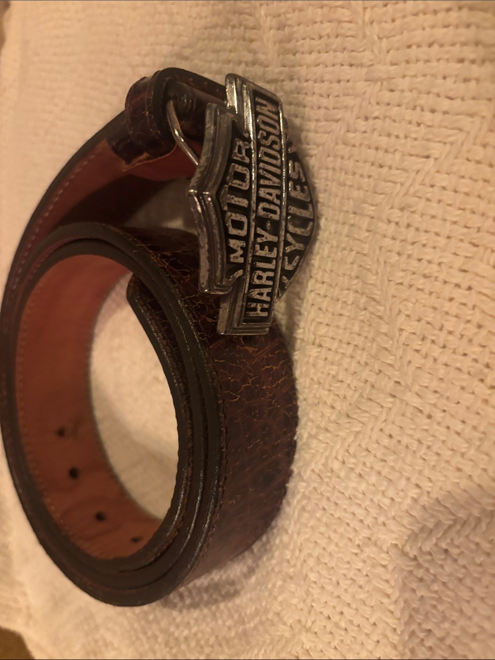 Harley-Davidson Brown Leather Men’s Belt with Metal Logo Charm